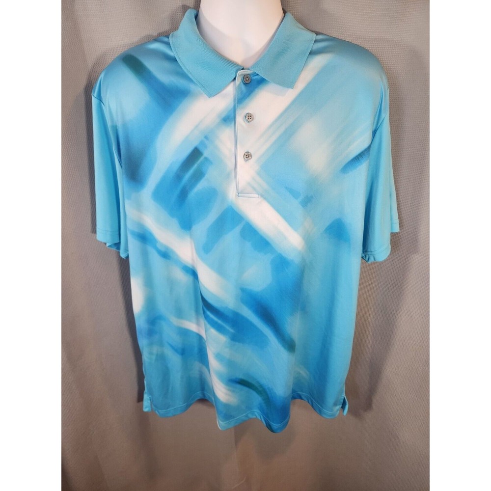 PGA Tour‎ Shirt Mens XL Polo Pro Series White Blue Ombre Fade